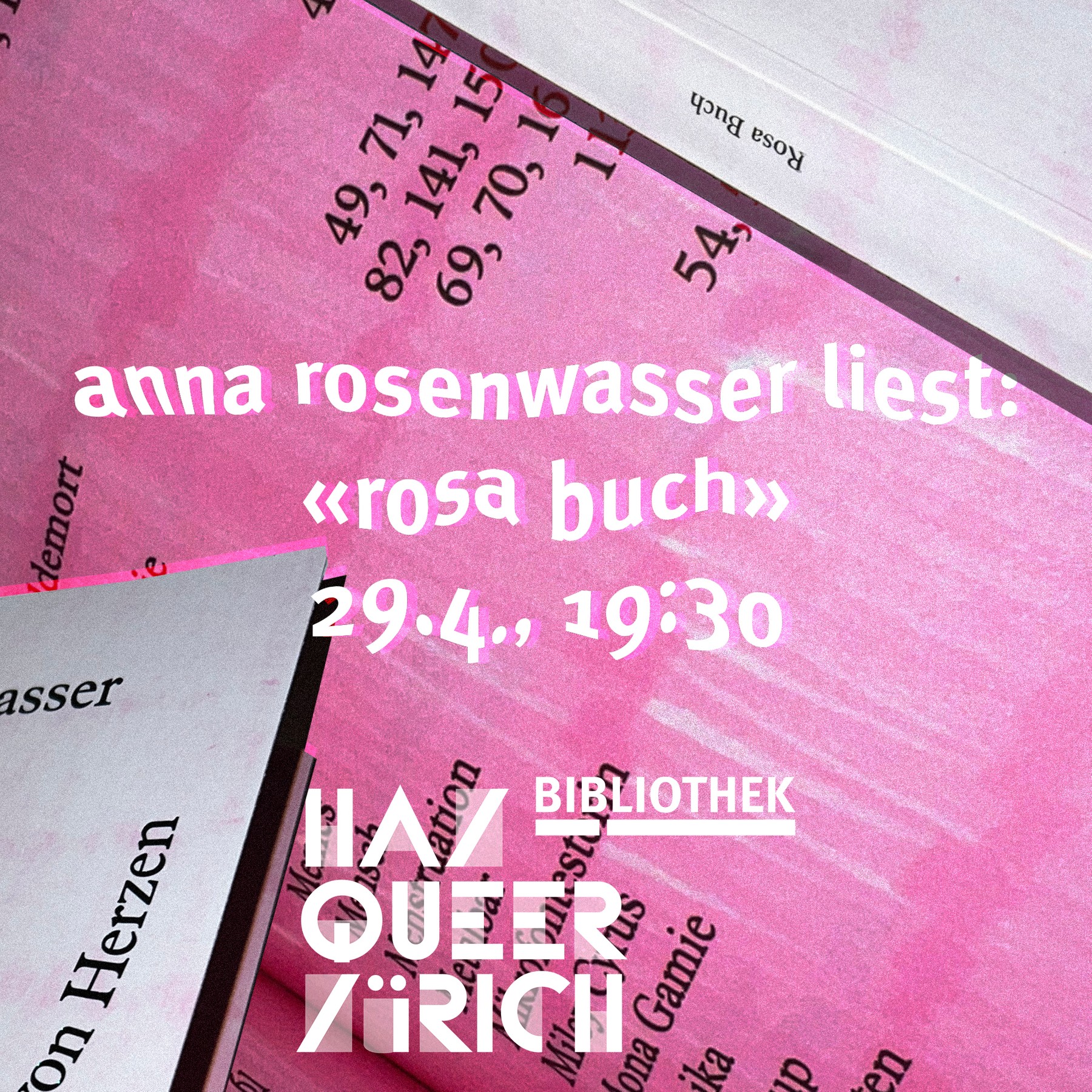 Anna Rosenwasser liest: «Rosa Buch», Regenbogenhausbibliothek Zürich