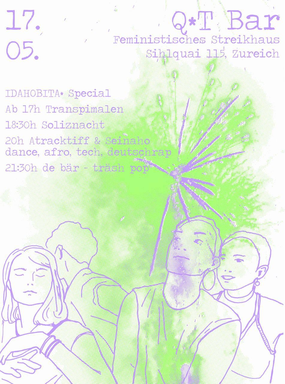 Q*T-Bar IDAHOBITA* Special mit Transpi malen Soli-Znacht und DJ